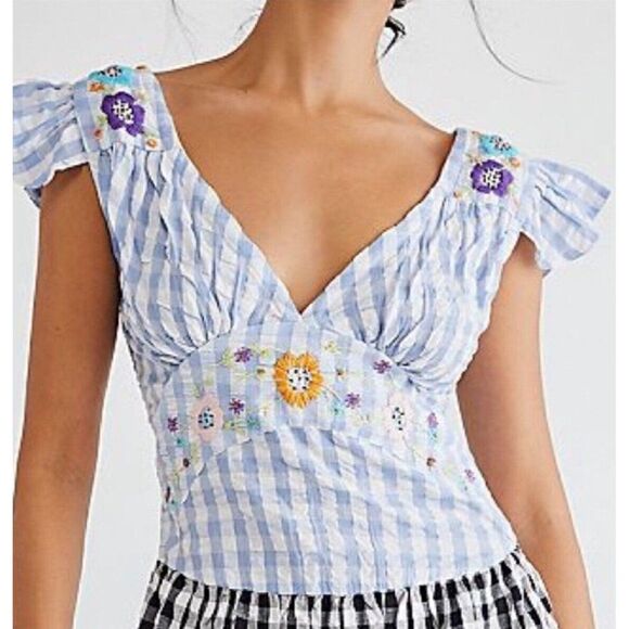 NWT FREE PEOPLE X TACH Sz XS ILENA EMBROIDERED GINGHAM PRINTED DRESS - Picture 2 of 6